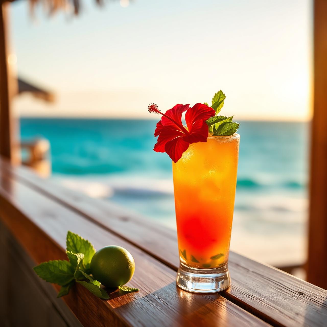 Tropischer Signature Cocktail mit Hibiskus